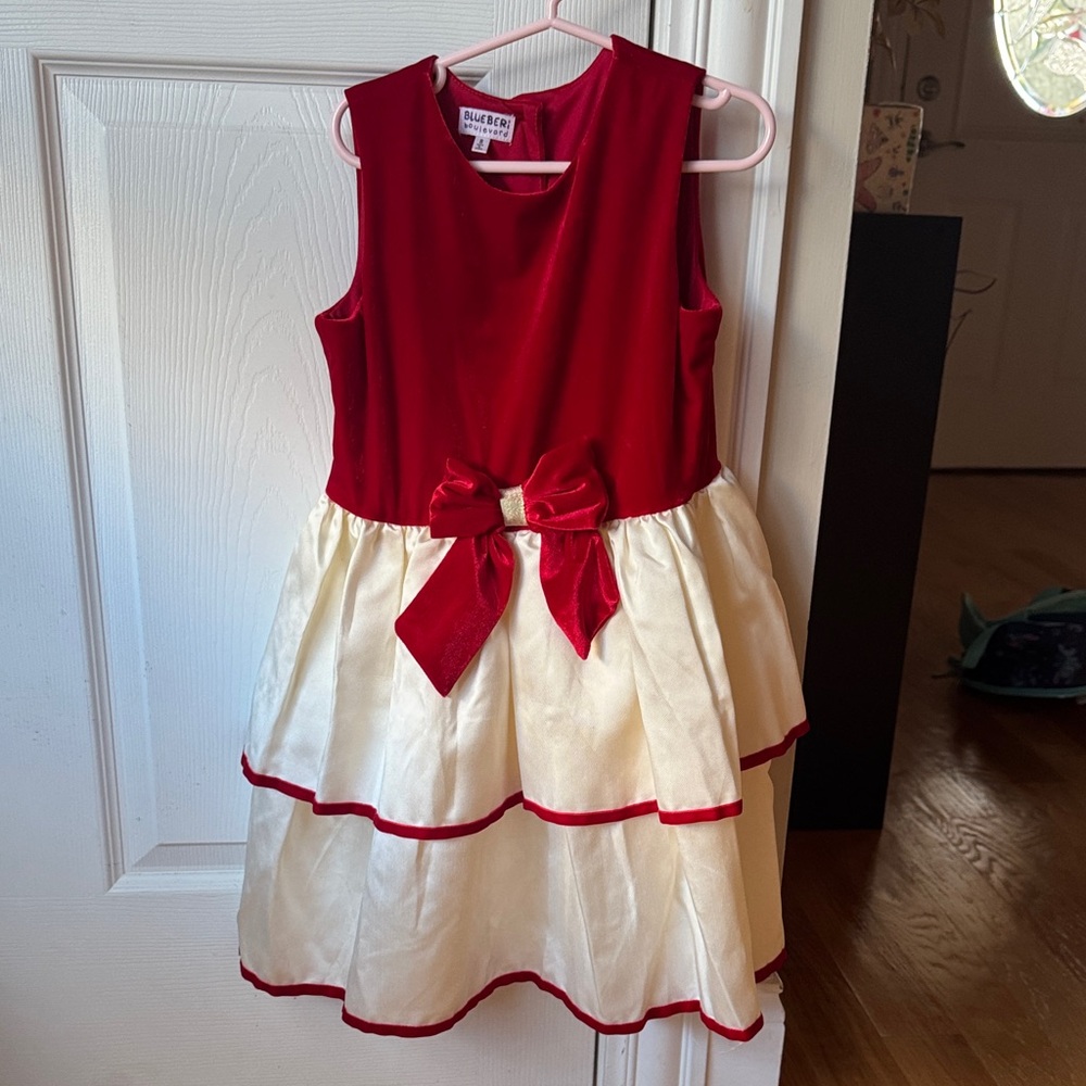 Blueberi Boulevard Red Dress with Bow Accent